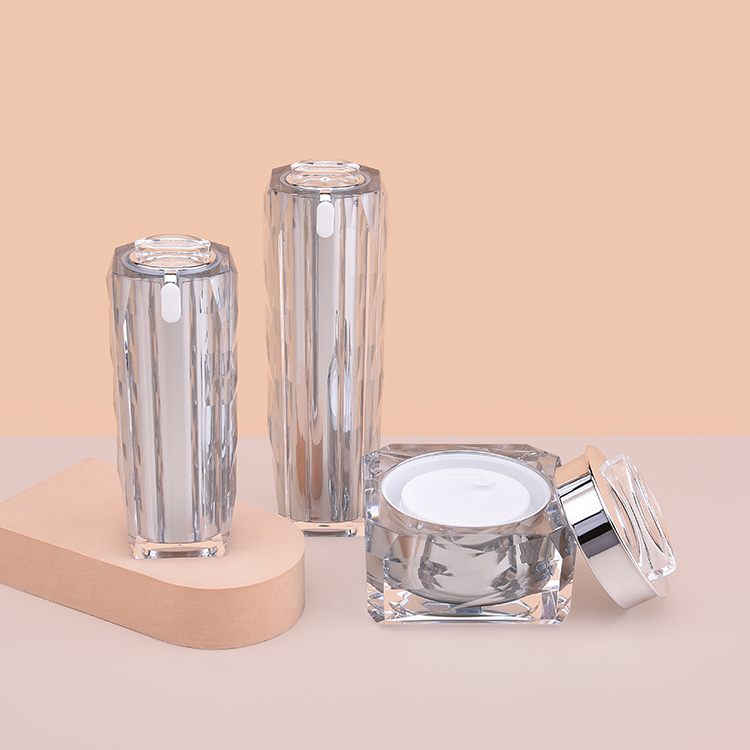 Набор акриловых бутылок с двойными стенками на заказ, прозрачные пустые акриловые роскошные бутылки для лосьона, баночка с кремом, акриловая косметика, набор косметики на 50 мл