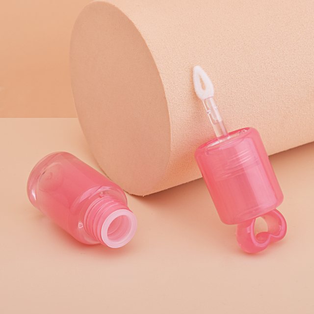 Изготовленный на заказ квадратный прозрачный розовый небольшой размер 3 мл в форме сердца в тюбике блеска для губ