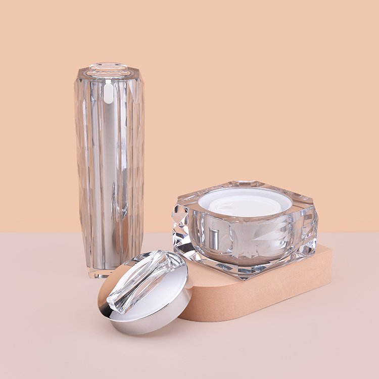 Набор акриловых бутылок с двойными стенками на заказ, прозрачные пустые акриловые роскошные бутылки для лосьона, баночка с кремом, акриловая косметика, набор косметики на 50 мл