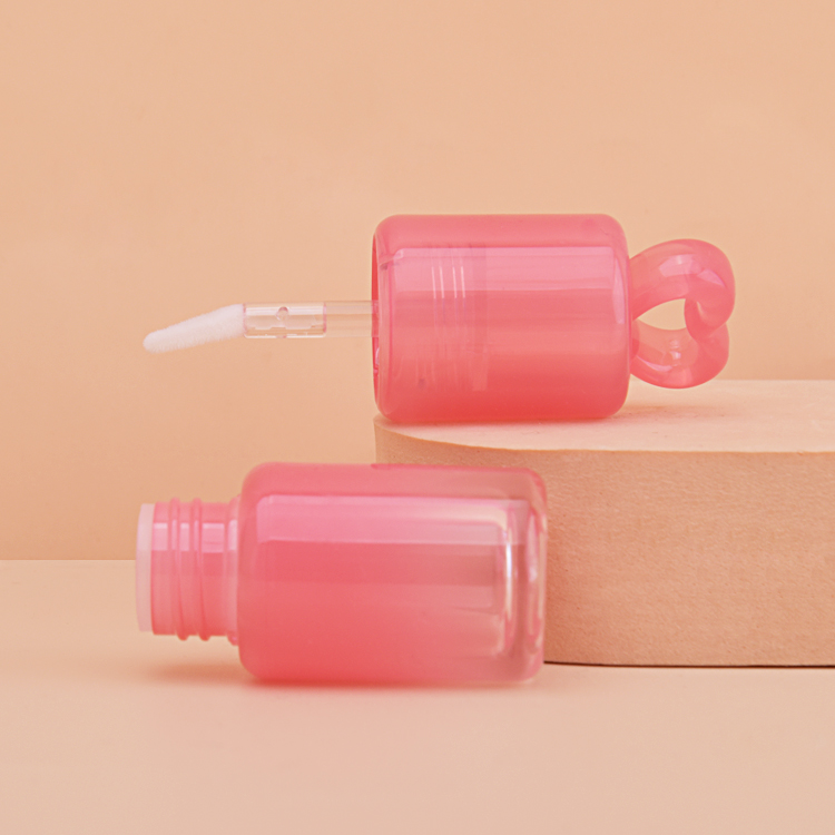 Изготовленный на заказ квадратный прозрачный розовый небольшой размер 3 мл в форме сердца в тюбике блеска для губ