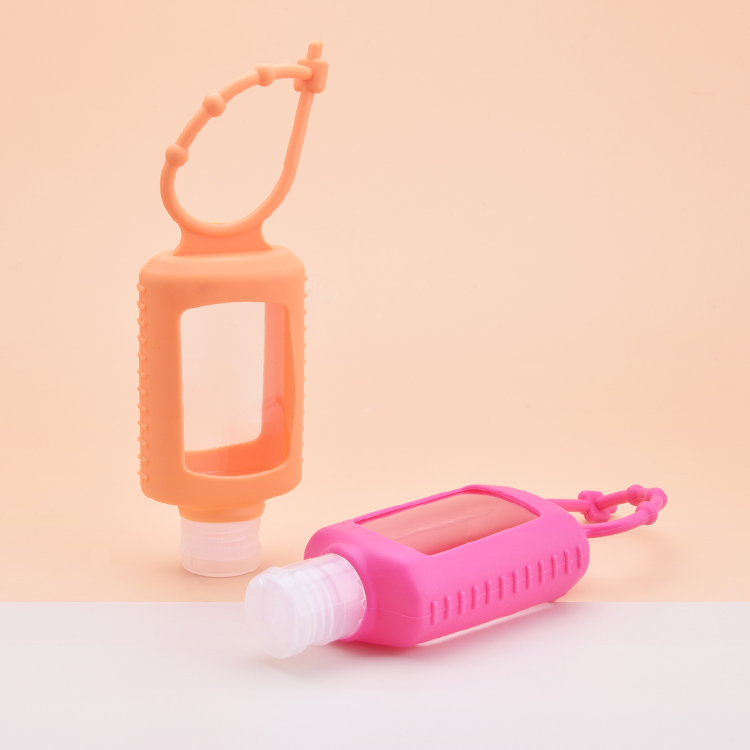 Оптовая продажа ПЭТ-бутылок от производителя, ПЭТ-бутылка емкостью 60 мл с держателем для дезинфицирующего средства, цветная силиконовая бутылка с держателем для дезинфицирующего средства