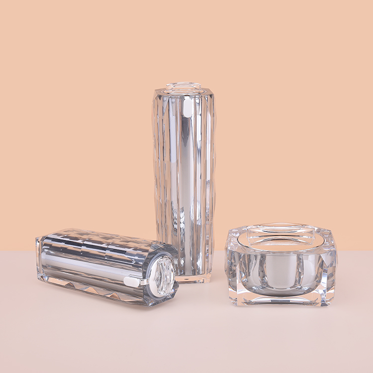 Набор акриловых бутылок с двойными стенками на заказ, прозрачные пустые акриловые роскошные бутылки для лосьона, баночка с кремом, акриловая косметика, набор косметики на 50 мл