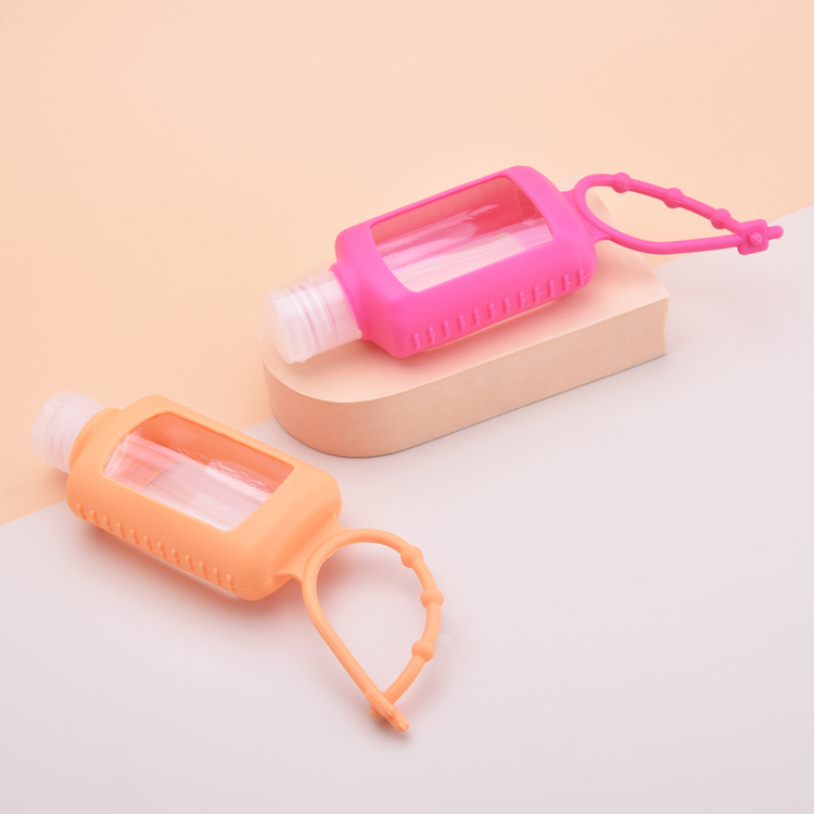 Оптовая продажа ПЭТ-бутылок от производителя, ПЭТ-бутылка емкостью 60 мл с держателем для дезинфицирующего средства, цветная силиконовая бутылка с держателем для дезинфицирующего средства
