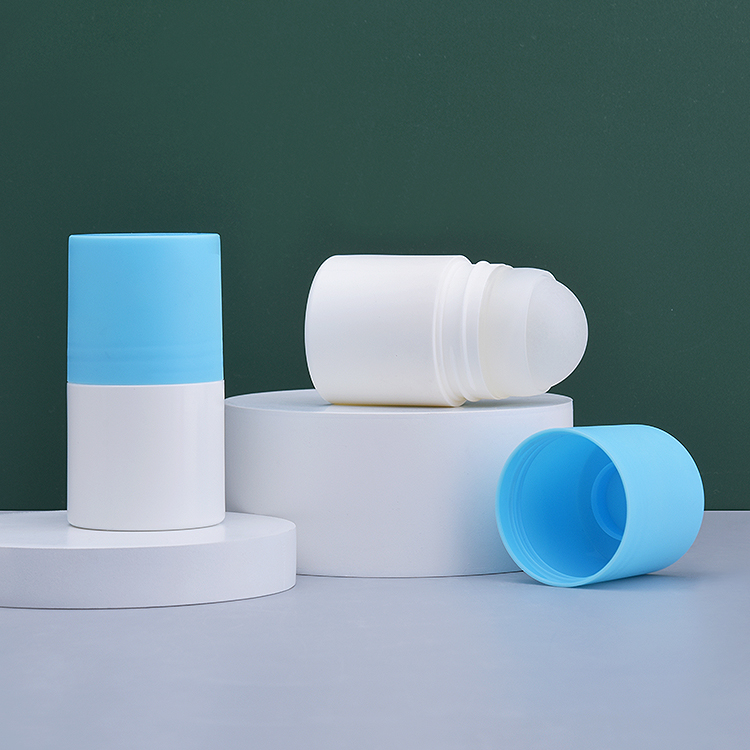 Белая пластиковая шариковая бутылка с крышкой на 50 мл для жидкого дезодоранта 